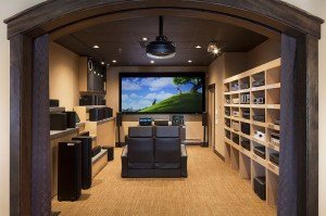 Mountain Multi-vision and Sound's Breckenridge, Colorado electronics retail store and home theatre showroom has a 125 inch projection screen. Television, Audio, Video, Home Automation