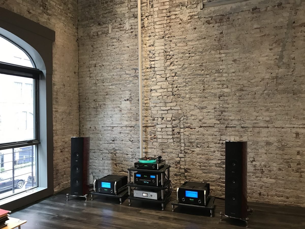 McIntosh Laboratory amplifiers and speakers in a listening setup