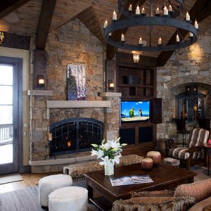 Mountain Multi-vision and Sound Custom mountain home whole home automation by Elan, Sony LCD television , control keypad, luxury vacation home in ski town Breckenridge, Colorado 